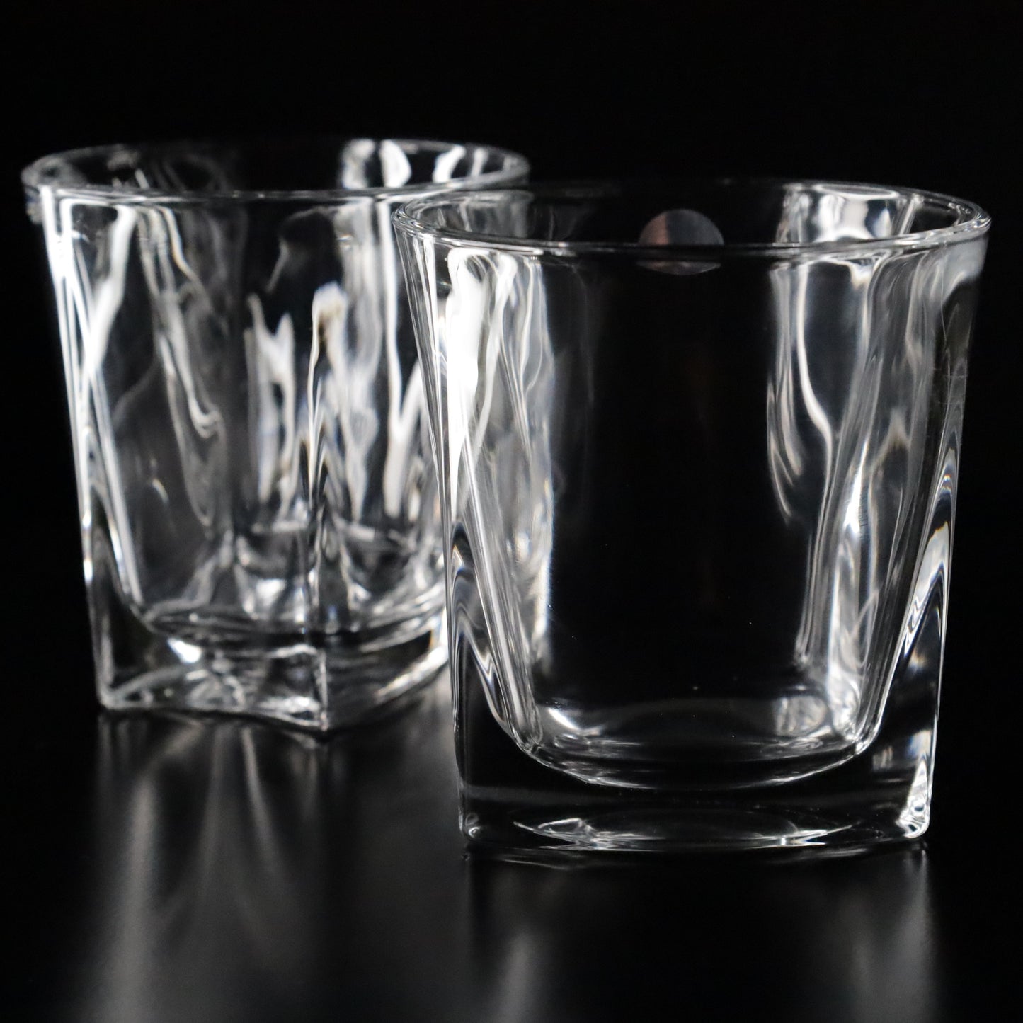 Modern Aurora crystal tumblers featuring clean lines and a minimalist aesthetic, offered in set of 2