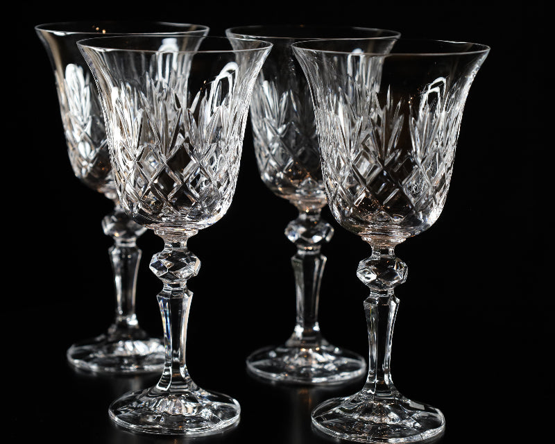 four crystal glasses set red wine noble crystals